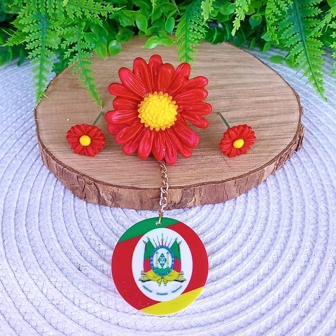 Kit Flores com Pingente " Brasão RS " Vermelho