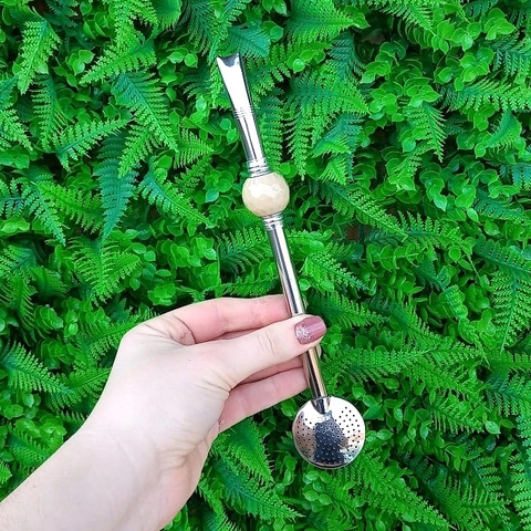 Bomba de Chimarrão Inox " Bege " Globinho 22cm