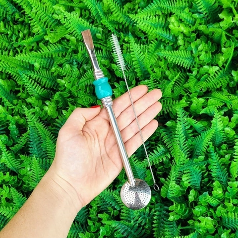 Bomba Rosqueável em Inox Pedra Acrílica " Cuia Azul Claro " - comprar online