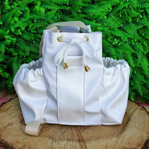 Mateira Slim Premium Couro Sintético " Liso e Croco Branco " - comprar online