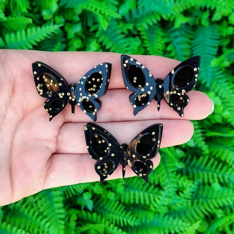 Kit 3 Enfeites Acrílico Borboleta " Preto Glitter " - comprar online
