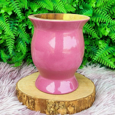 Cuia de Madeira Imbuia Popi " Rosa Perolado " - comprar online