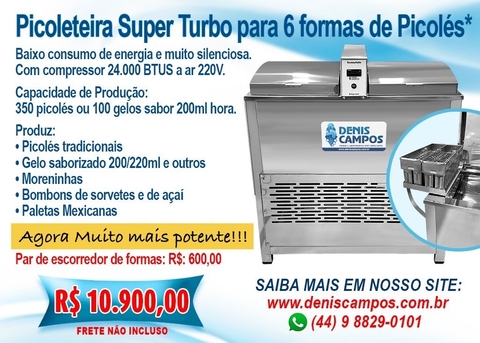 Picoleteira p/ 6 formas Super Turbo 350 Picolés por Hora. - comprar online