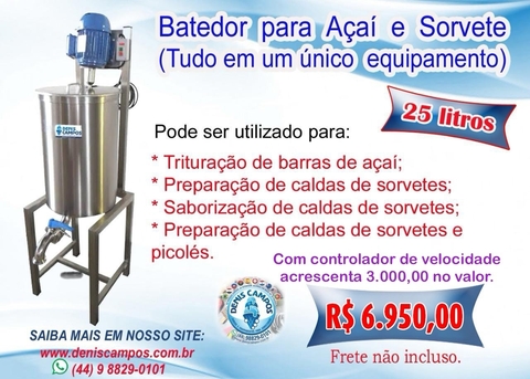 Batedor p/ Calda de Sorvete e Açaí 25 Litros