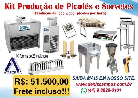 Kit Produção de Sorvetes e Picolés 500 a 600 Picolés hora / 40 a 50 litros de Sorvetes hora. - comprar online