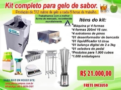 Kit Completo Gelo Sabor 512 cubos 200ml a cada 8 horas de trabalho. - comprar online