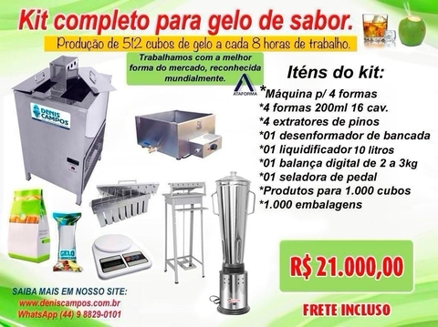 Kit Completo Gelo Sabor 512 cubos 200ml a cada 8 horas de trabalho. - comprar online