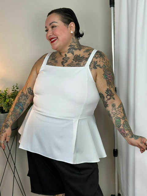 Blusa Peplum Alfaiataria Branca