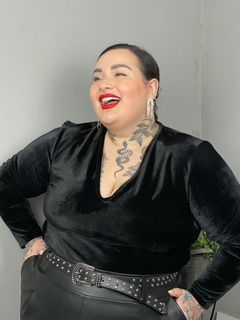 Blusa veludo Preto Plus Size