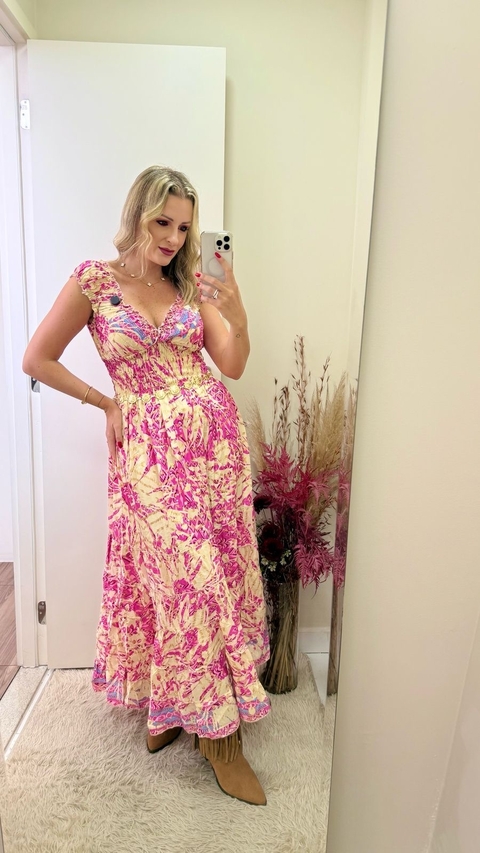 Vestido boho rosa - comprar online