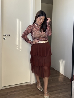 Saia camadas tule chocolate na internet