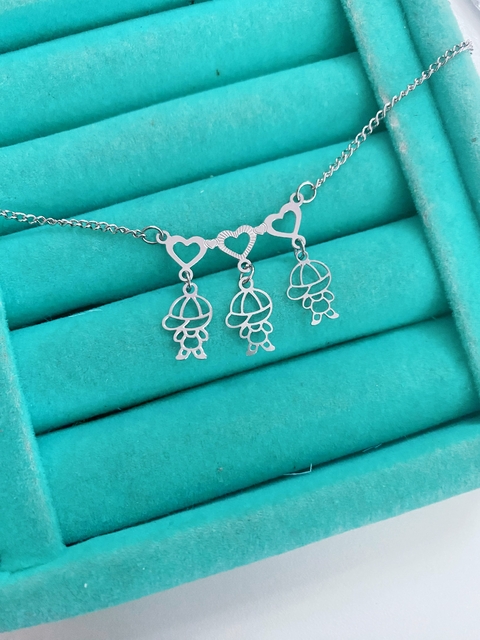 Colar em aço inox coração 3 filhos(s)- 3 opções - unidade - COD. A41 - comprar online