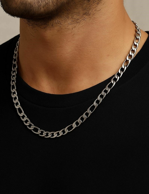 Colar em aço inox fígaro 6x10mm - 60cm - UNISSEX - COD. A367 - comprar online
