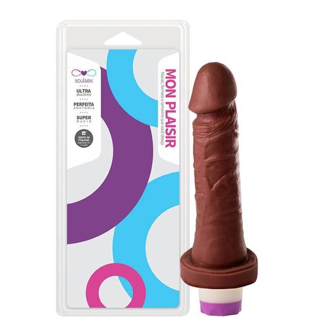 Prótese vibro interno chocolate 17x3,5cm