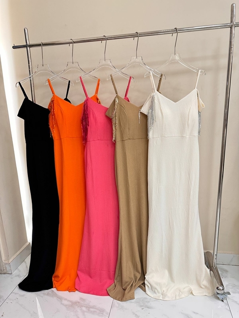 Vestido longo com detalhe na manga #M-1222