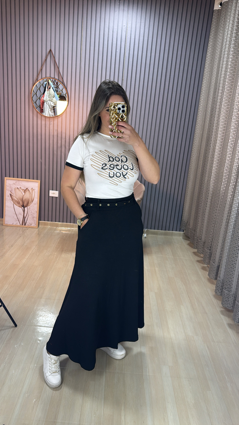 Conjunto saia longa anarruga