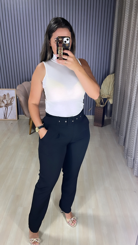 Calça alfaiataria cinto