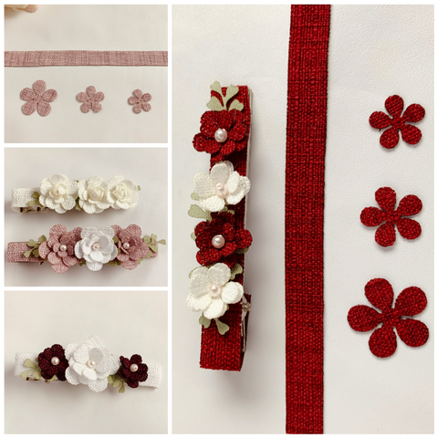 Flores e tira em linho