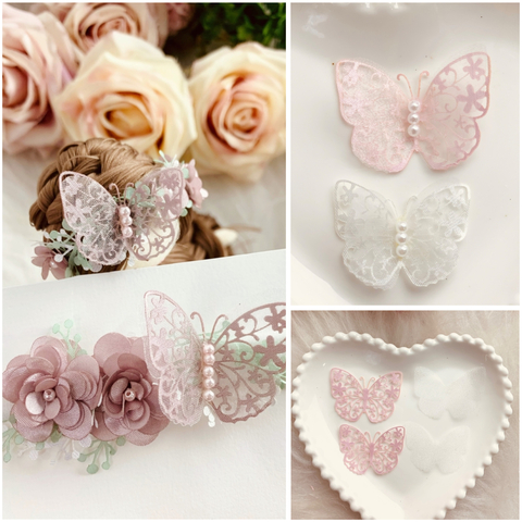 Aplique de borboleta em Cetim vazada + Organza