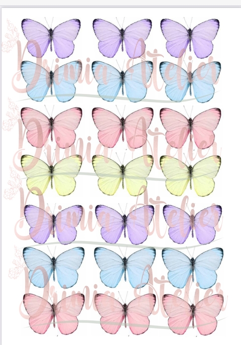 Borboletas 3,5 em tecido para recorte oxford - Modelo 1