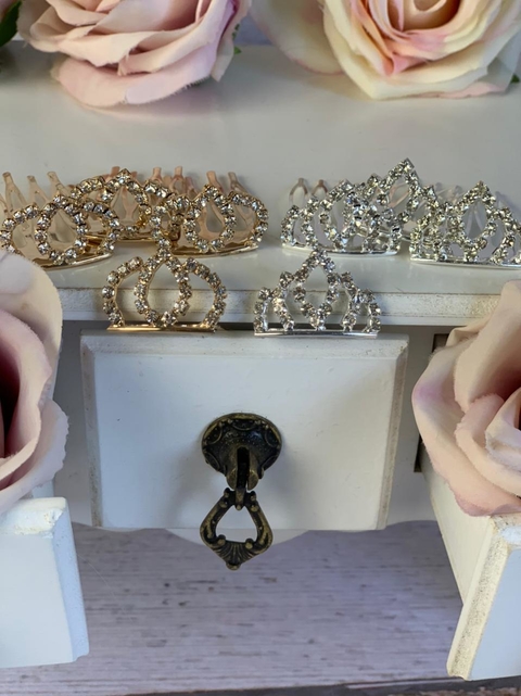 Mini coroa de strass com pente - 2,5 cm