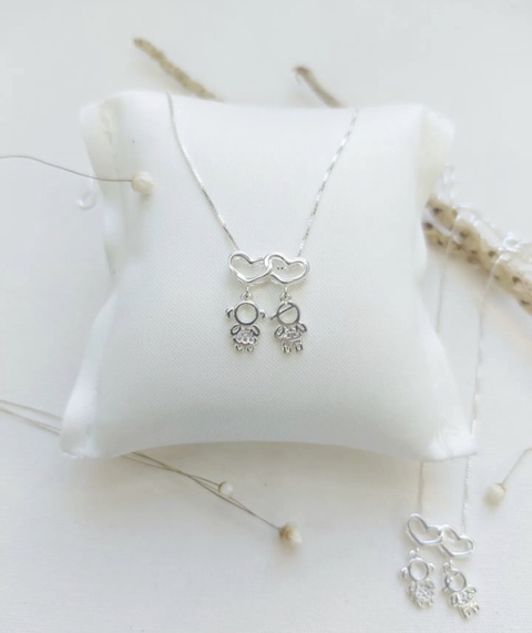 colar casal filhos cravejados