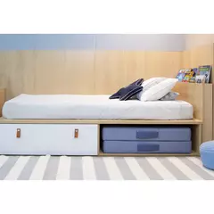 Cama Infantil com gaveta espaço para futton e Cabeceira porta Livros Linha Join - CASA CAHAYA - Produção de móveis artesanais e sustentáveis em fibra natural