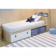 Cama Infantil com gaveta espaço para futton e Cabeceira porta Livros Linha Join na internet