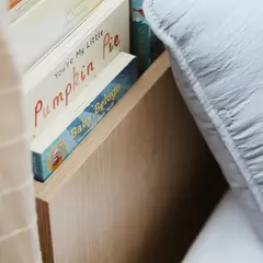 Cama Infantil com gaveta espaço para futton e Cabeceira porta Livros Linha Join na internet
