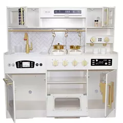 Cozinha Funcional e Acessórios com Detalhes em Branco e Dourado - CASA CAHAYA - Produção de móveis artesanais e sustentáveis em fibra natural