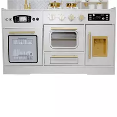 Cozinha Funcional e Acessórios com Detalhes em Branco e Dourado na internet