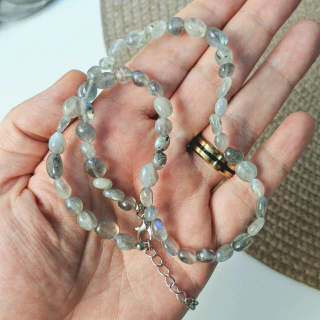 Choker Labradorita rolada | 40cm + 5cm de extensor | aço inoxidável | pedra da magia - comprar online