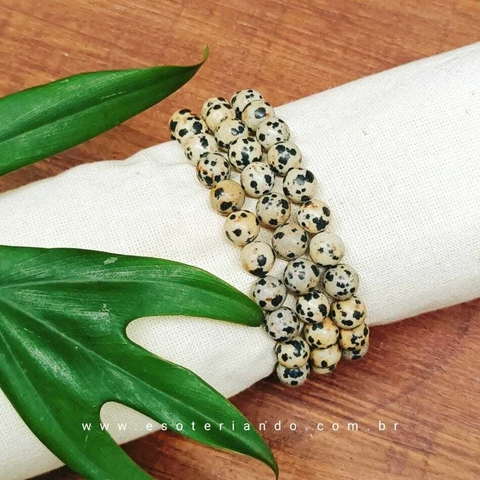 Pulseira jaspe dálmata 8mm - bom humor e alegria Pulseira jaspe dálmata 8mm - bom humor e alegria