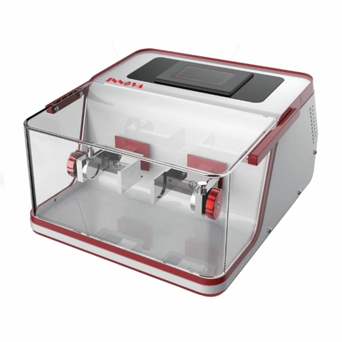 MOINHO VIBRATÓRIO COMPACTO PARA MOAGEM FINA DE AMOSTRAS SECAS OU ÚMIDAS 80ML GRANULOMETRIA FINAL DE ATÉ 5UM COM DIVERSAS OPÇÕES DE JARRAS E MATERIAIS