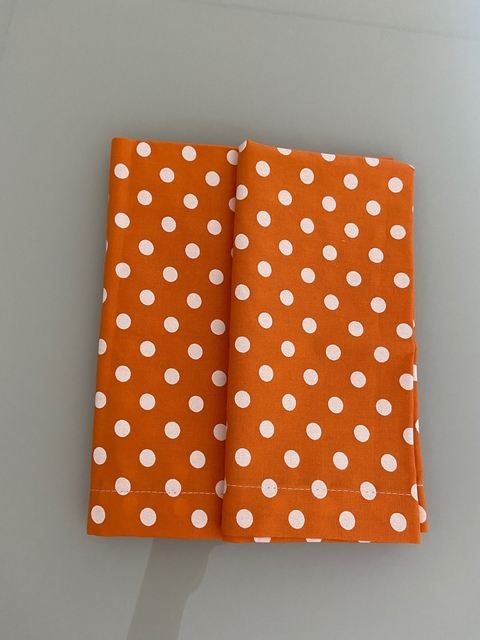 Guardanapo poá laranja com branco