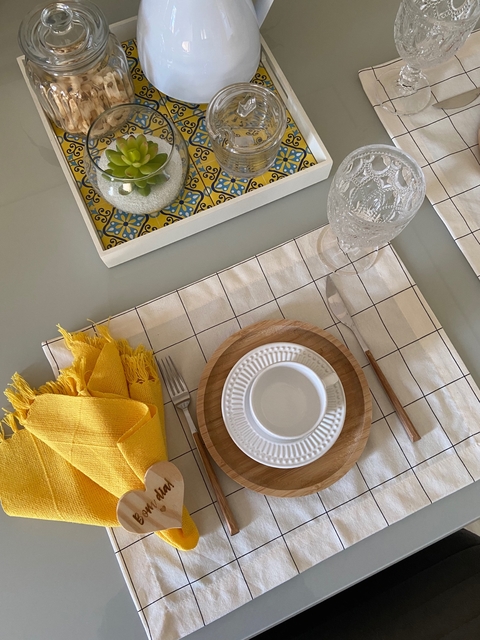 Lugar americano Grid Off White