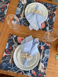 Lugar americano conchas azul marinho - Ateliê Mimos de Mesa
