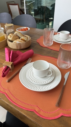 Lugar americano bordado laranja - loja online