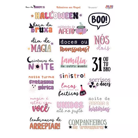 Adesivos em papel Bruxaria - Coleção Hora dos Arrepios - Juju Scrapbook
