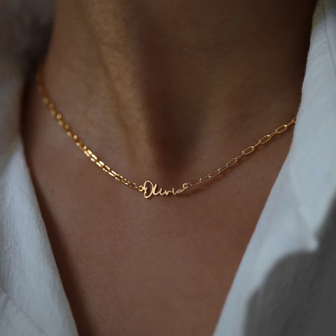 ID Gold Forcet Name Necklace