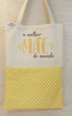 Ecobag Etiqueta Personalizada - A Melhor Mãe do Mundo - Margaridas Amarelas - Brinde Escolar