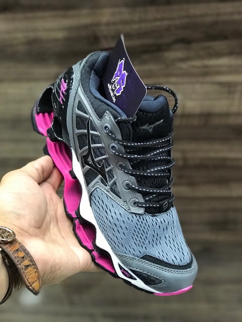 mizuno wave pro 9 cinza/rosa