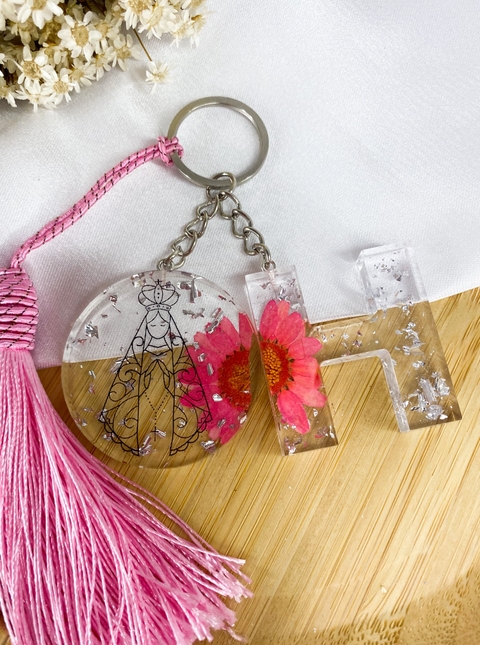 Chaveiro Nossa Senhora com Letra - Sob encomenda