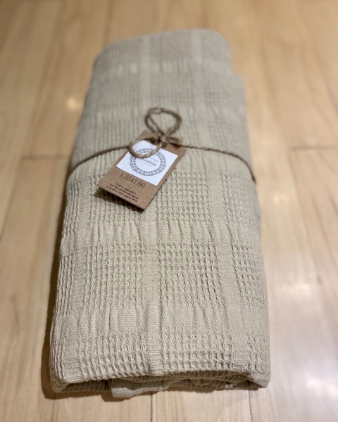 Manta algodon wafle color beige 135x160cm