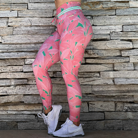 LEGGING EMPINA BUMBUM FOLHAGEM COMPOSÊ ROSA EXCLUSIVA