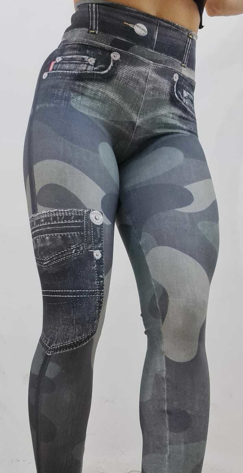 LEGGING FAKE JEANS MILITAR
