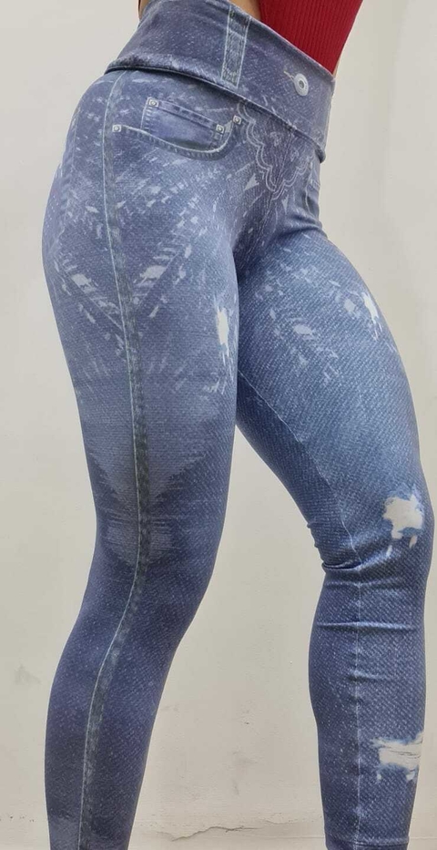 LEGGING FAKE JEAND BLUE DESTROYED