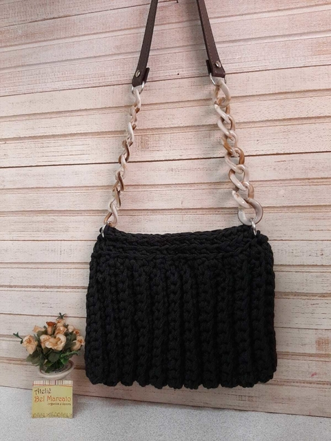 BOLSA de CROCHÊ cluth COM ALÇA ELOS E COURO ECO Ref 87b - comprar online