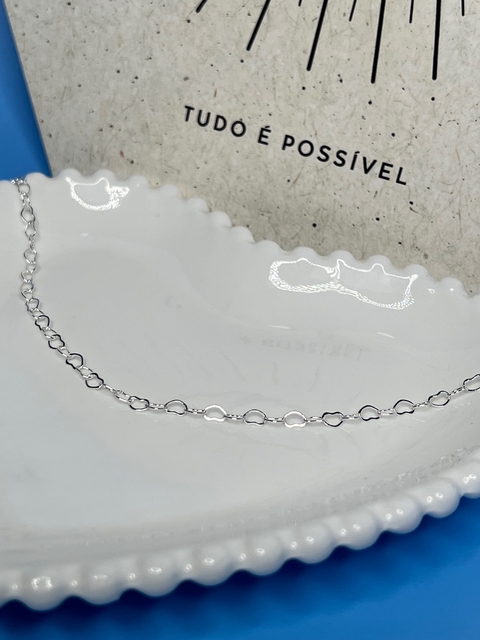 Choker Elos Corações Prata