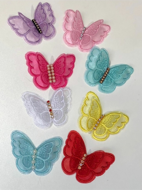 Aplique Borboleta 3D Bordada DUPLA (2 unidades) - comprar online